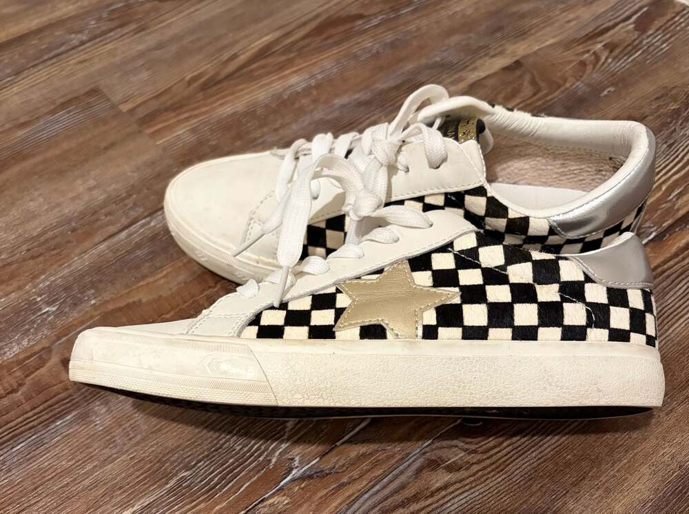VH Original Design Black and White Checkered Star Sneakers